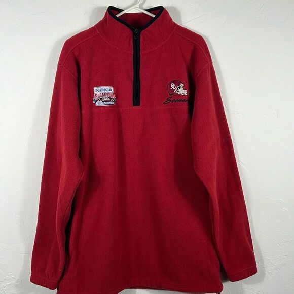 🏈 Vintage OKLAHOMA SOONERS 2004 Sugar Bowl Nat.Championship 1/4 ZIP Sweatshirt - Picture 1 of 12